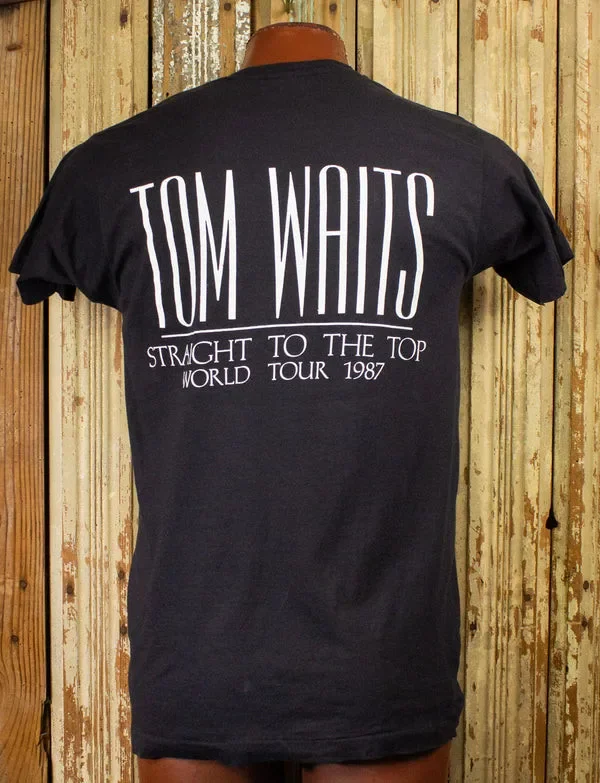 Vintage Tom Waits Straight to the Top Concert T Shirt 1987 Black