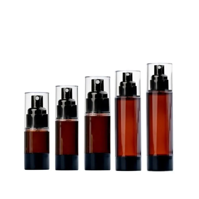 20pcs Empty 15-100ml Vacuum Spray Bottle Press Lotion Brown Avoid Light Liquid Foundation Eye Cream Container Cosmetic