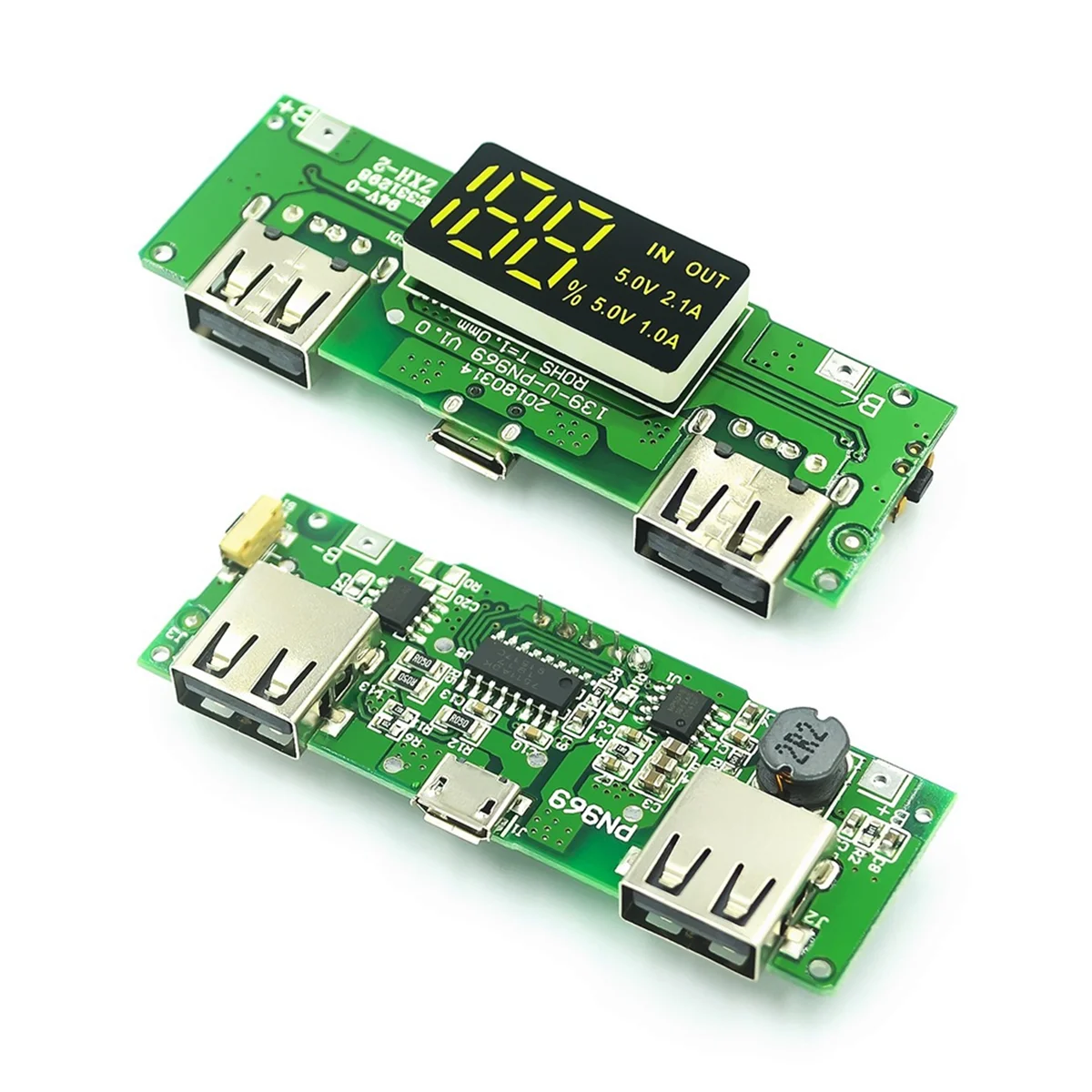 ABSQ-18650 Lithium Battery Digital Display Charging Module 5V 2.4A Three Charging Port with Display Boost Module