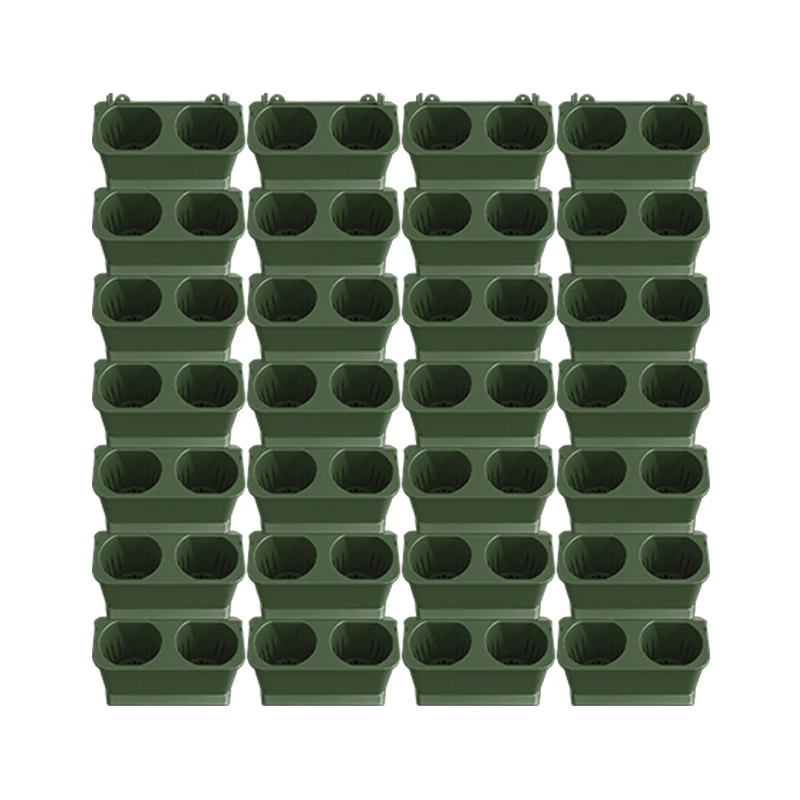 Green Square Vertical Stacked Self-watering Eco-Friendly Modern Wall Planters Pots for Home & Outdoor Garden