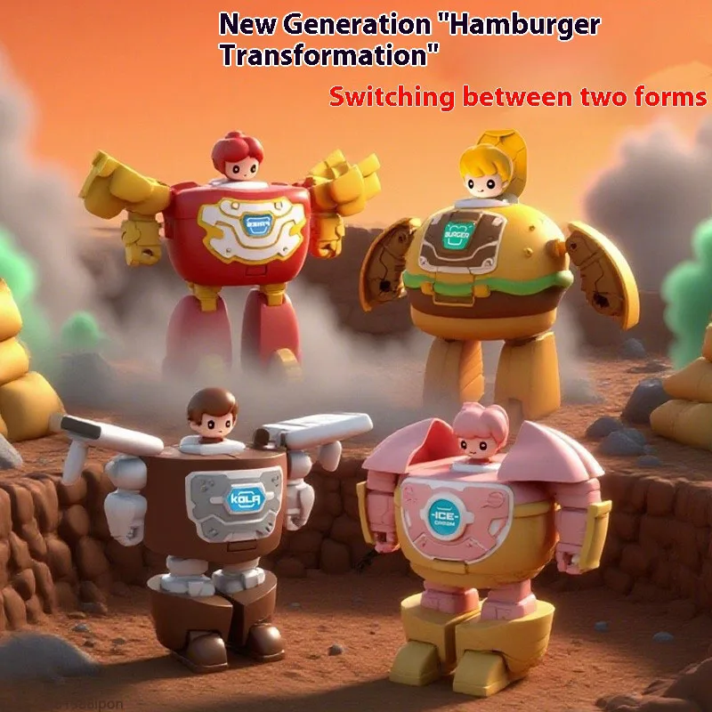 Nieuwe frietjes hamburgers cola modellen jongens shapeshifting speelgoed puzzel kinder diamant robots krijger kinderspeelgoed Kerstmis