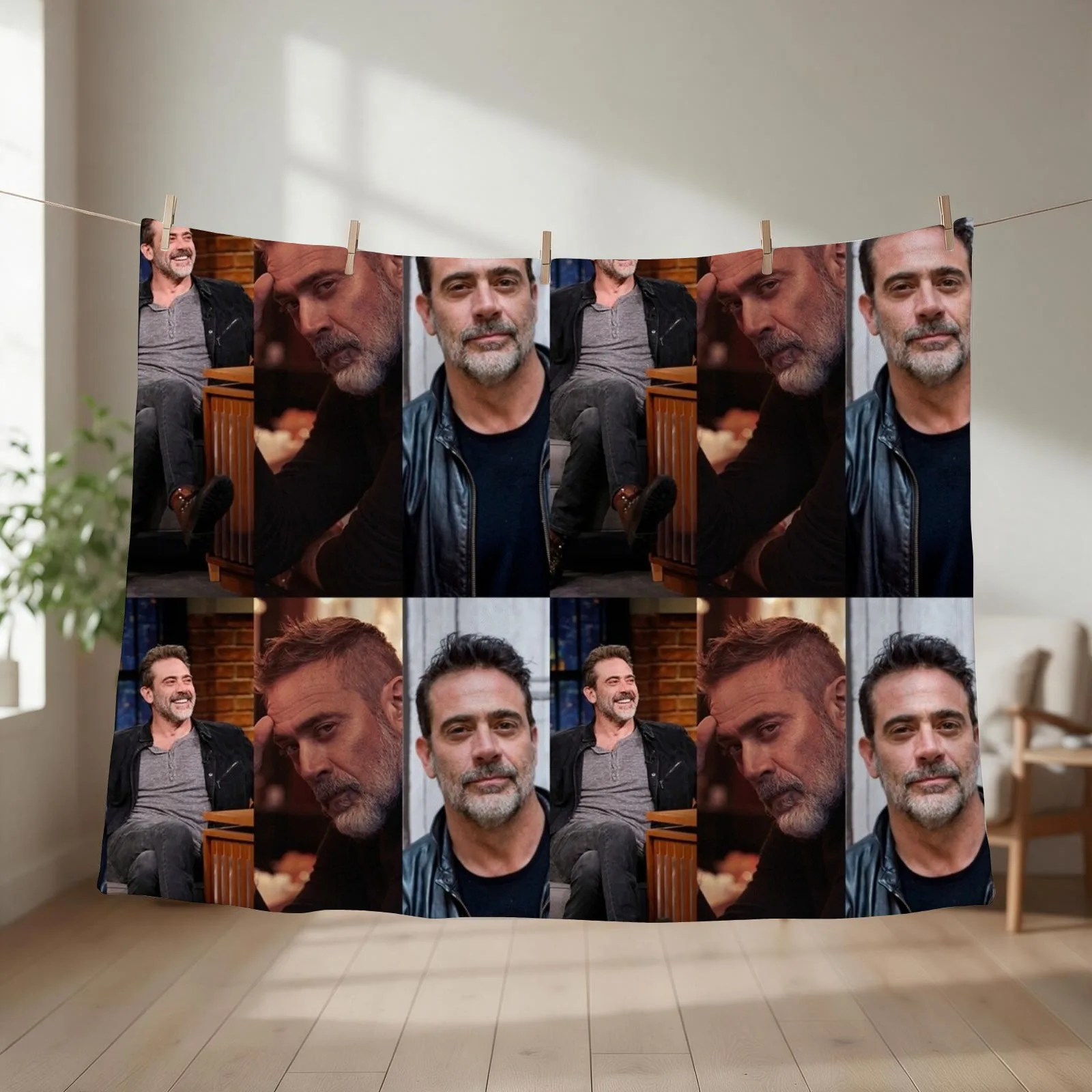 Collage Jeffrey Dean Morgan Throw Blanket couch cozy soft plush fuzzy picnic outdoor blanket
