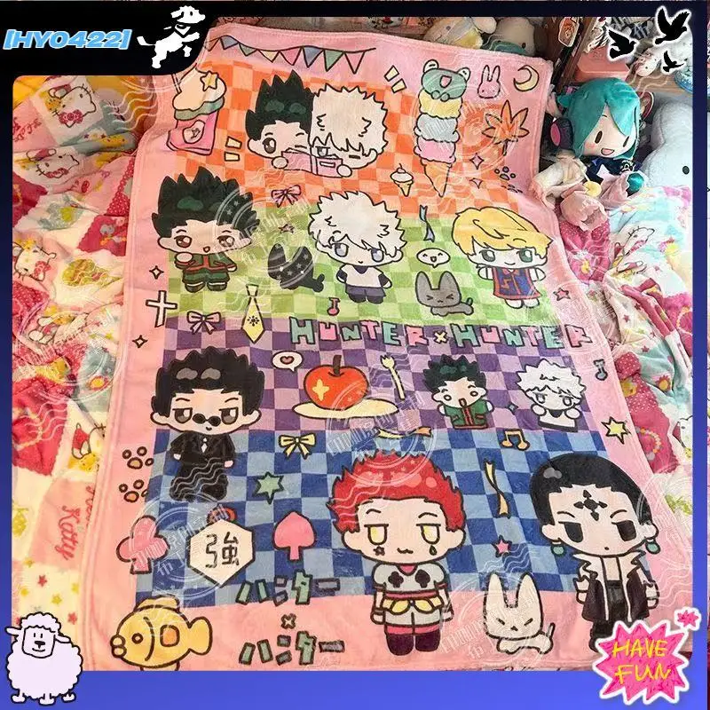 Hunter X Hunter Cartoon Fleece Blanket Fan Versatile Gift Air Conditioning Blanket Soft Plush Toy Stuffed Animal Movie Tv Theme