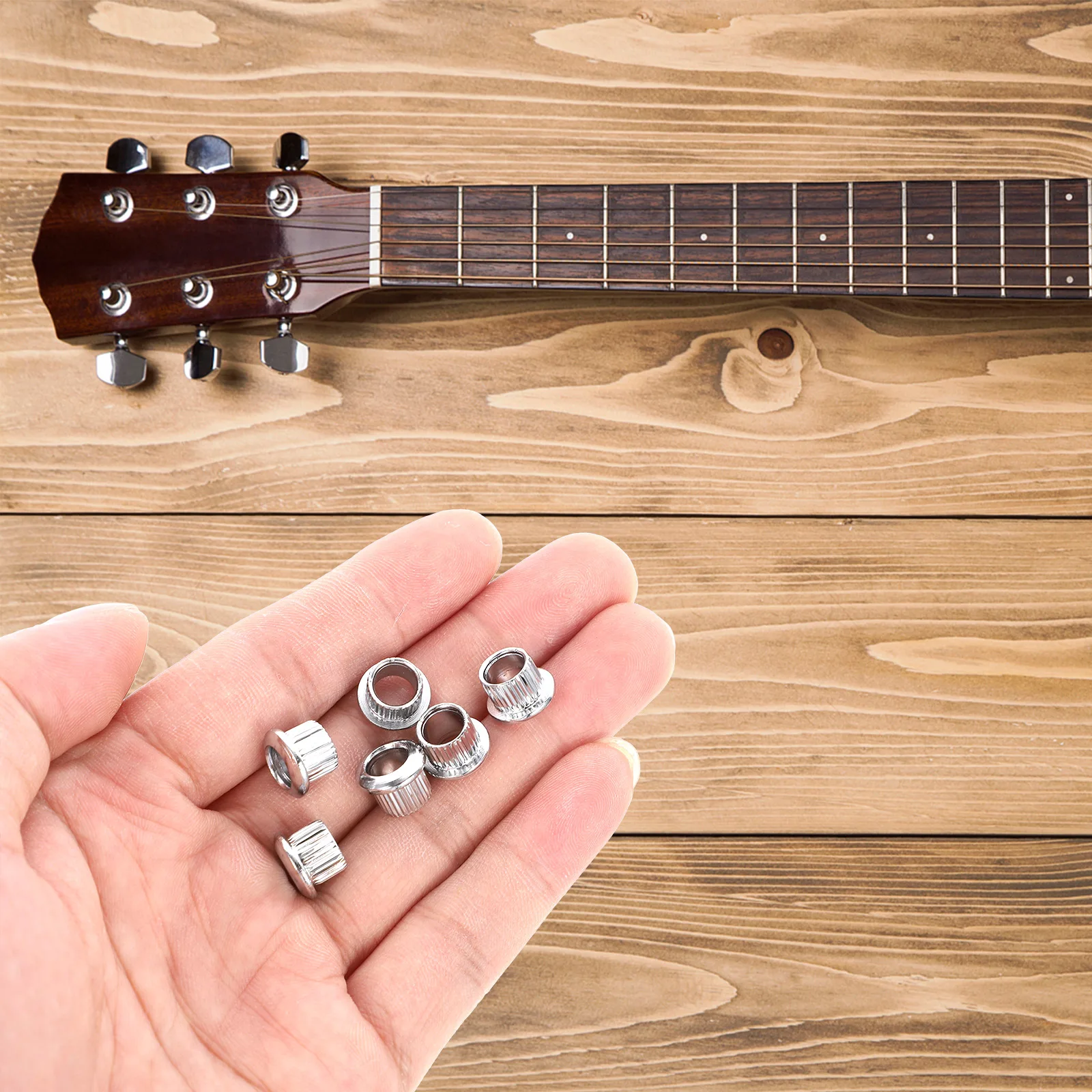

6pcs Vintage Guitar Tuning Peg Ferrule Metal String Bushings Adapter 8Mm Outer 6Mm Inner Diameter For Electric Guitars Gc901
