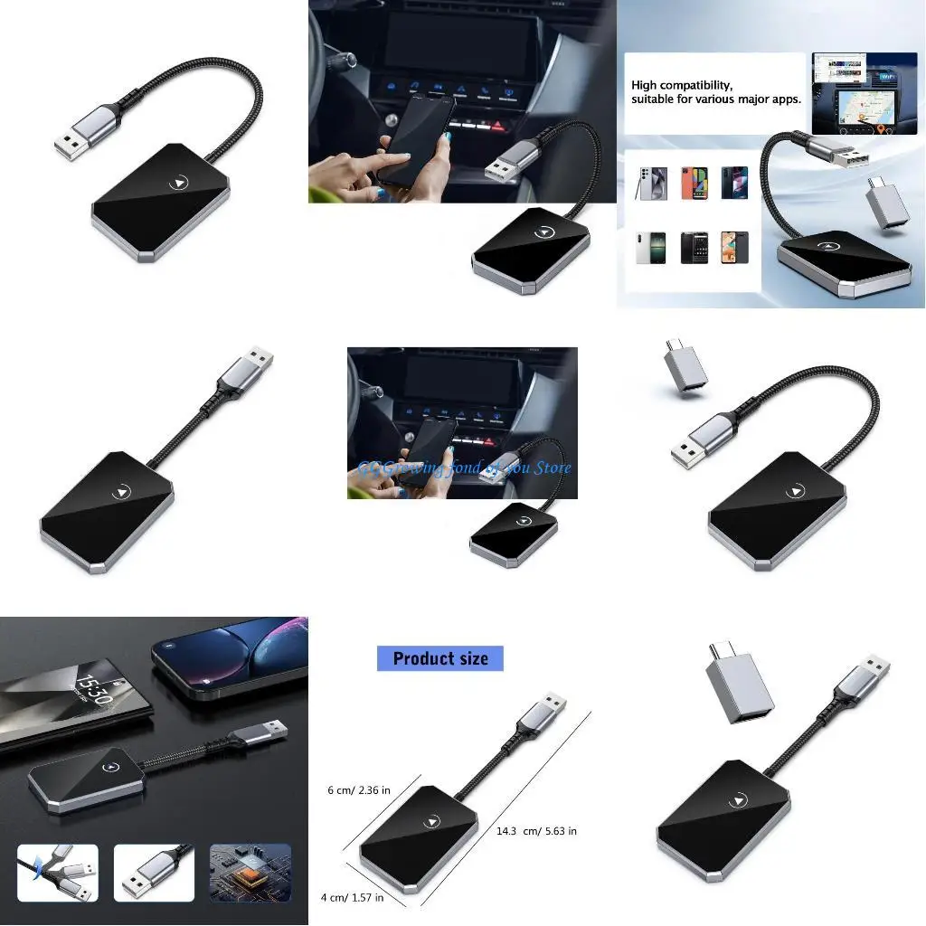 

H9EB Upgraded Car Play Wireless Adapter for Factory Corded Car Play Dongle Converts