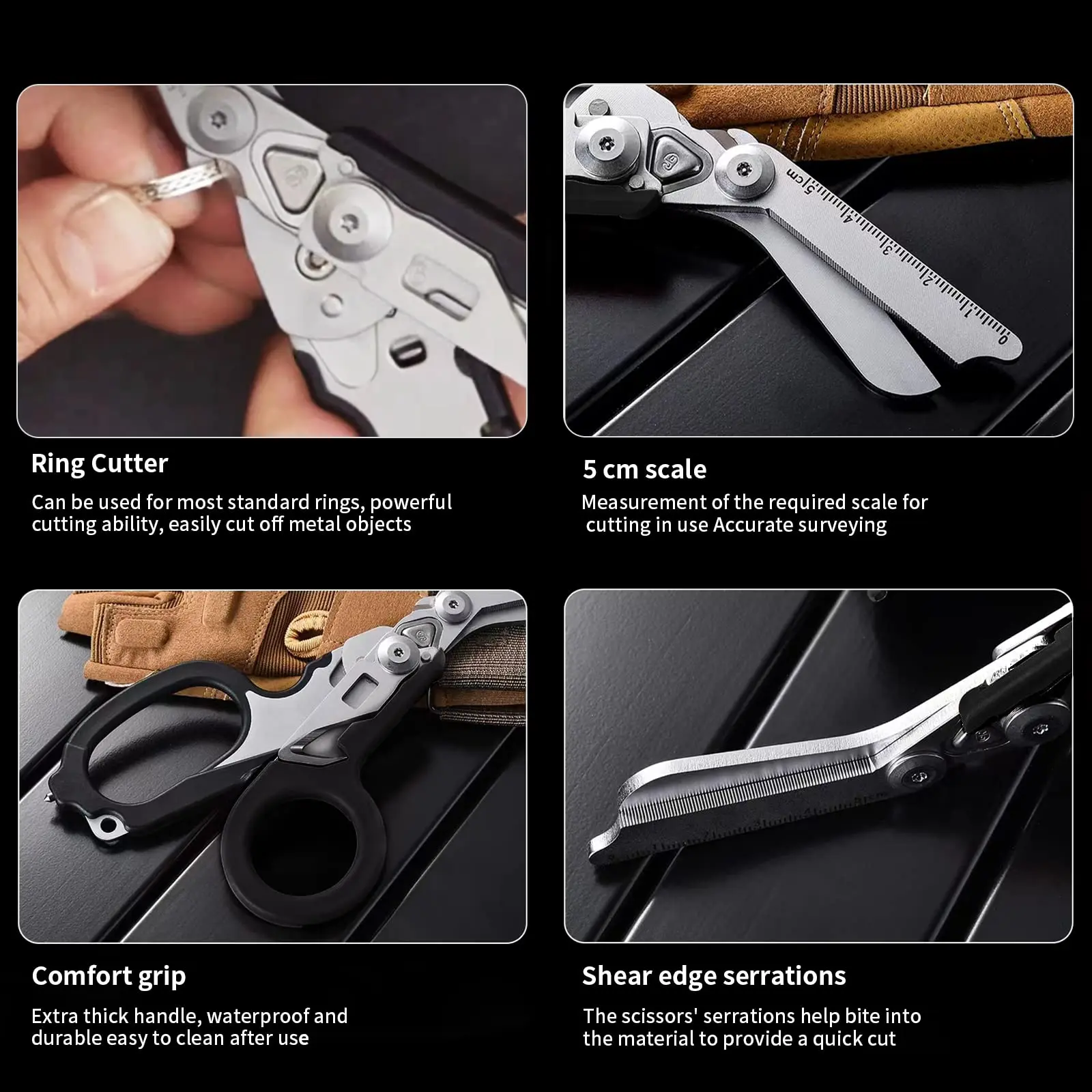 Stainless Steel Multifunctional Folding Tactical Scissors Emergency Medical Trauma Scissors Outdoor Camping Rescue Scissors
