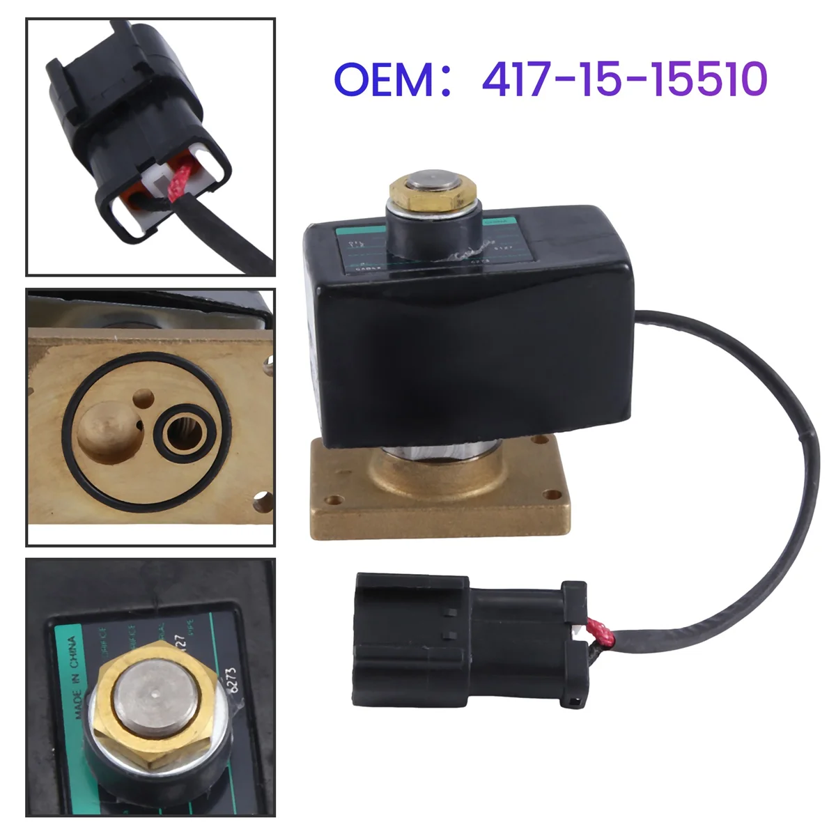 Solenoid Valve 417-15-15510 for Komatsu Loader WA100-1 WA100-3A WA120-1 WA120-3 WA150-1 WA180-1