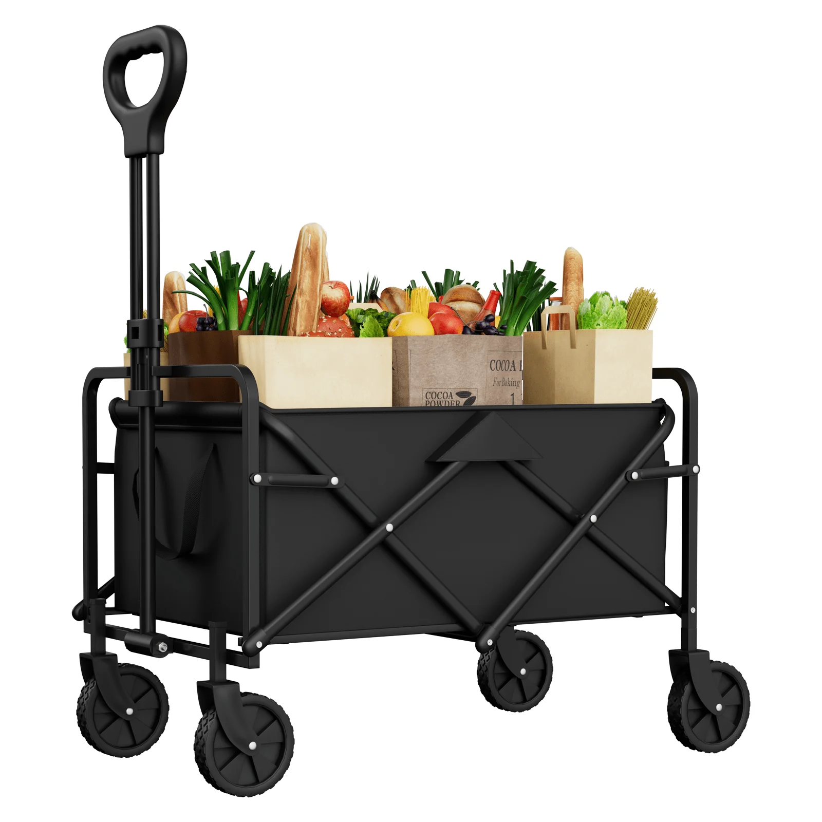 

Foldable Wagon Cart,200 LBS Weight Capacity Folding Wagon ,Utility Wagon With Big Wheels,for Picnic, Fishing