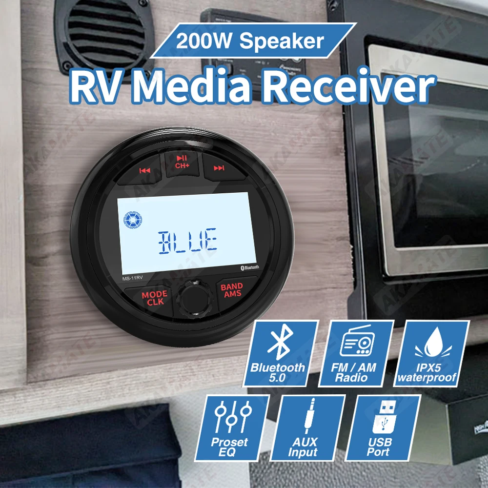 ل RV مشغل الوسائط MP3 ستيريو بلوتوث AUX USB EQ مقاوم للماء على نطاق واسع ل البحرية ATV UTV سبا RZR FM AM راديو مشغل وسائط متعددة #3