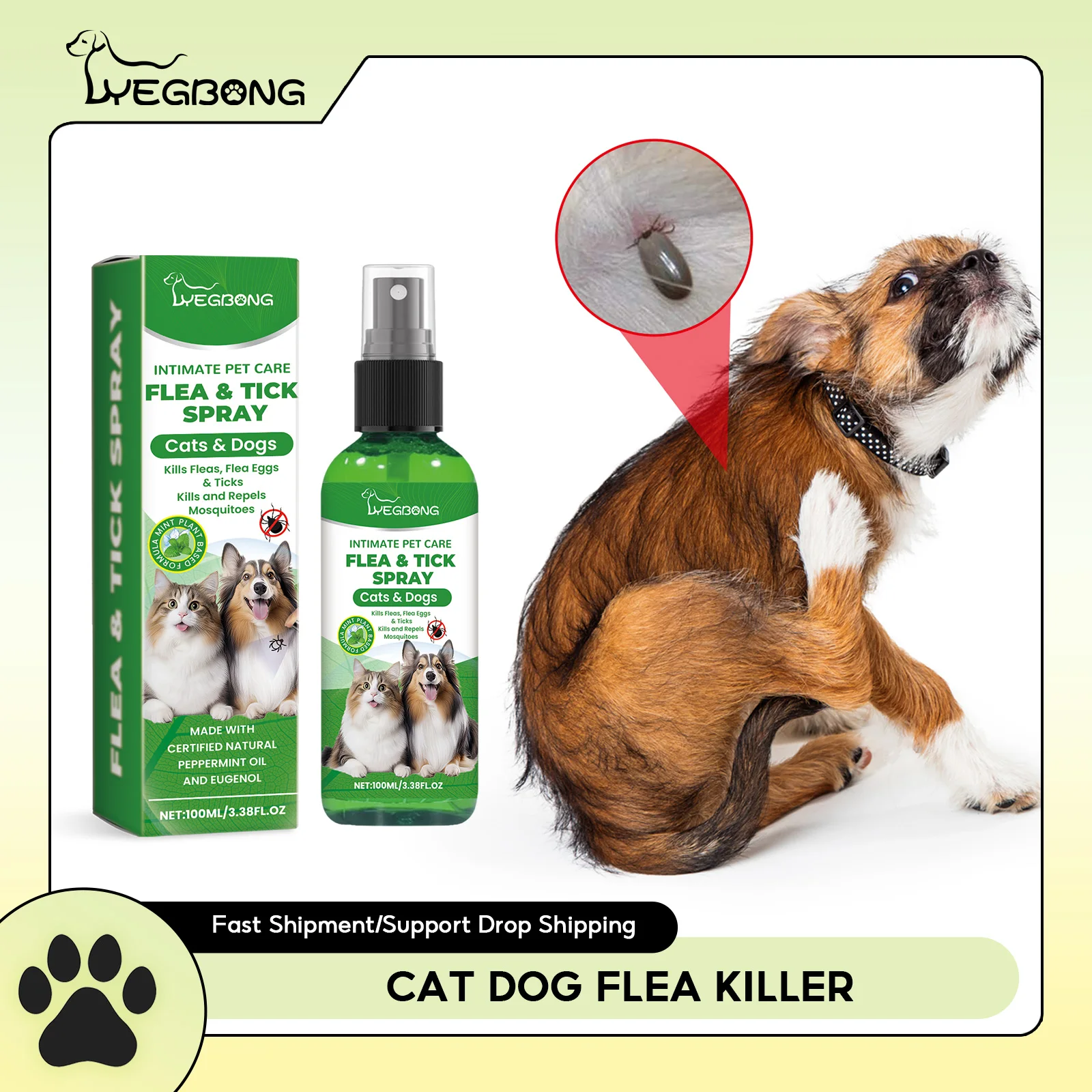 

Mite Removal Spray Cats Dogs Flea Killer Itching Relief Remove Ticks Cat Allergy Treatments Anti Lice Insect Pet Skin Care Spray