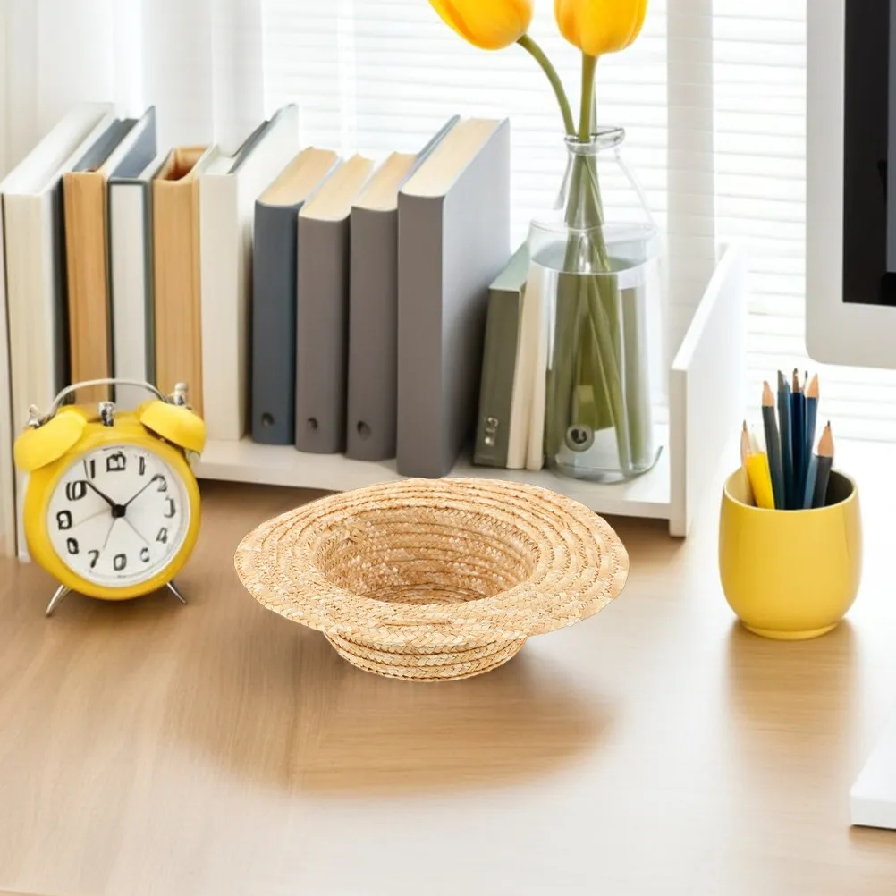 

Набор из 2 миниатюрных соломенных шляпок для рукоделия, основы для творчества, для детей и взрослых, для семейных занятий, деревенский декоративный набор для плетения шляп