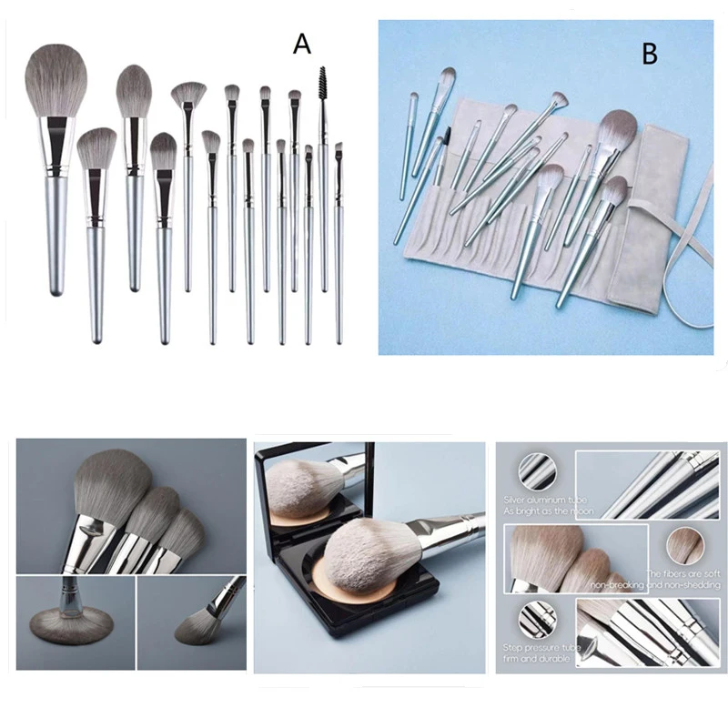 超ソフト14本メイクブラシセット ソフト毛質 フルフェイス ルースパウダー アイシャドウブラシ プロ仕様コスメブラシ