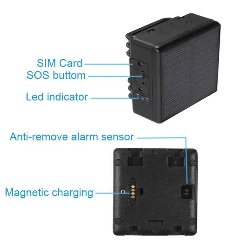 RF-V26 2G جهاز تعقب GPS بالطاقة الشمسية مضاد للضياع للحيوانات الأليفة الأغنام البقرة الماشية الحيوان والسيارة جهاز تعقب تحديد المواقع العالمي/RF-V24 2G/4G