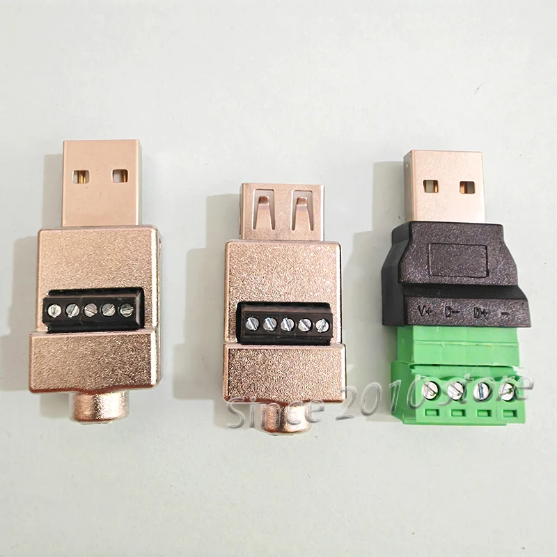 3PCS/LOT USB 2.0 Solderless Adapter A-type Male/female To 4-pin/5-pin Screw Terminal Board Plug, Suitable For DIY Free Assembly