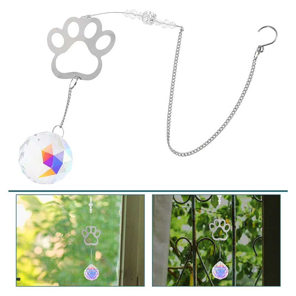 

2Pcs Pet Memorial Suncatcher Ornament Dog Paw Print Keepsake Garden Decoration for Cat Remembrance Suncatcher Dog Memorial