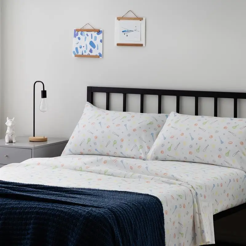

Twin Microfiber Sheet Set, Sport Pattern - Soft & Durable Bedding for Kids Room