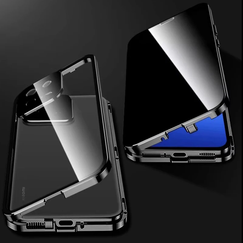 

Anti-Spy Privacy Tempered Glass Phone Case For OPPO A78 A79 A80 A20 A60 5G A40m A40 4G Lens Protect Metal Magnetic Cover Cases