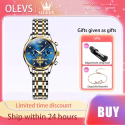 OLEVS Top Luxury Brand Women's Watches Original Waterproof Quartz Watch Fashion Stainless Steel Strap Luminous Lady Wristwatch