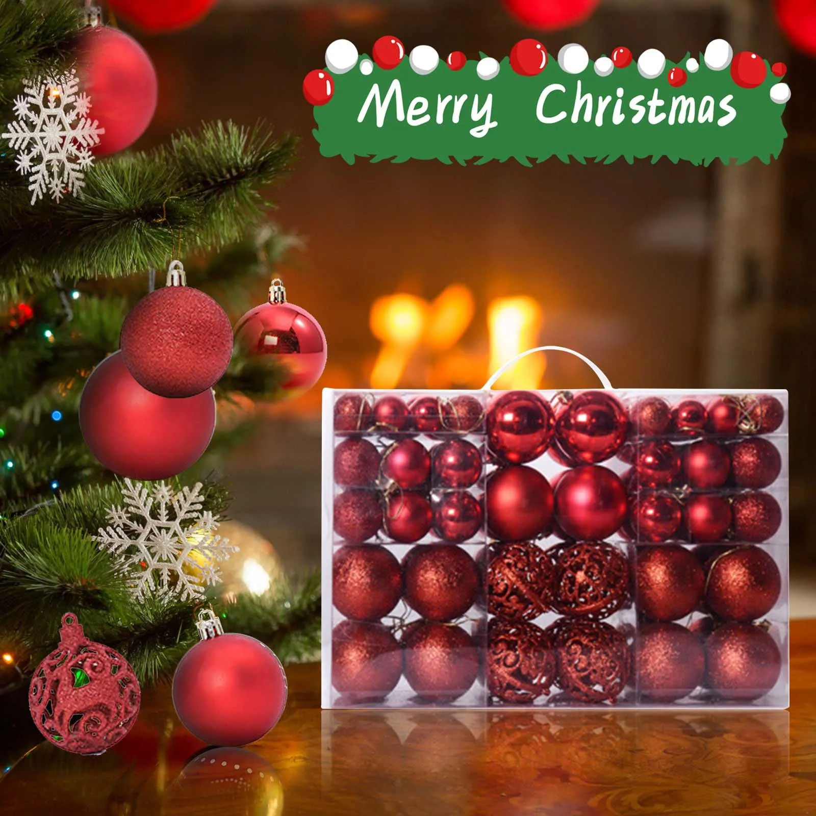 100Pcs Christmas Ball Ornaments Shatterproof Plastic Small Christmas Balls Christmas Tree Decorations Box In Christmas Balls Set