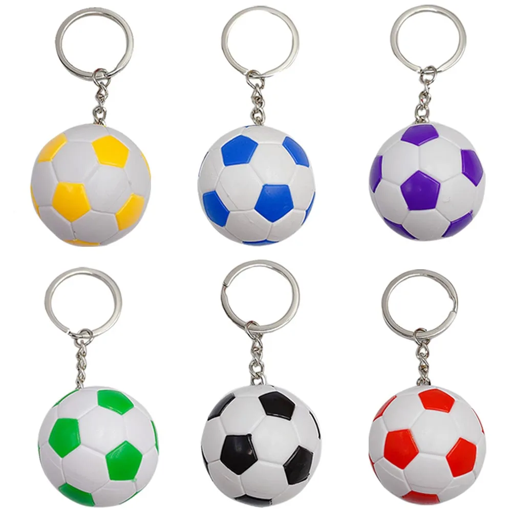 6-48pcs Soccer Ball Keychains Mini Football Key Ring Sports Ball Keychain for Kid Party Favors Soccer Birthday Party Supplies