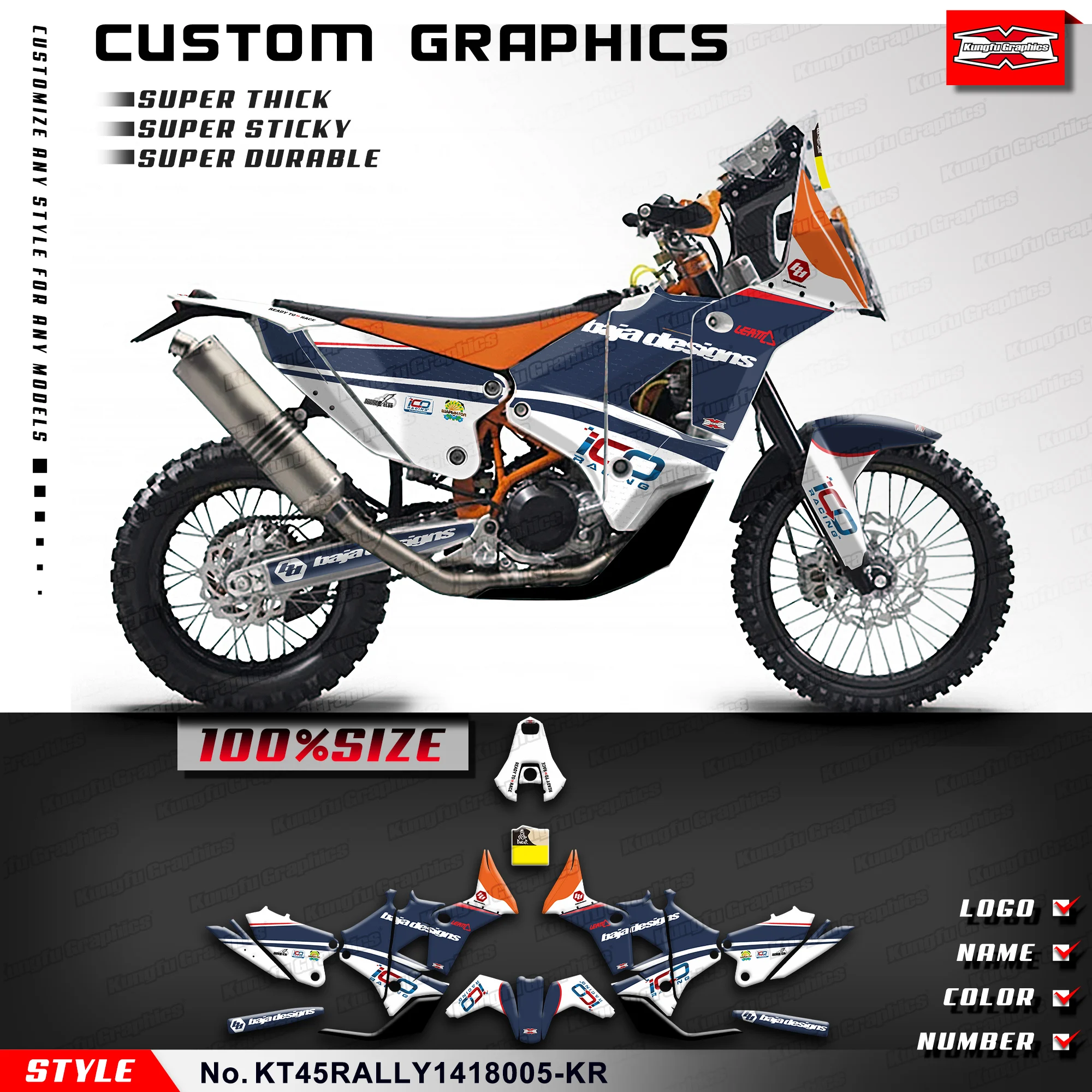 KUNGFU GRAPHICS Motorcycle Graphics Stickers Set for KTM Husqvarna Rally 450 2014 2015 2016 2017 2018, KT45RALLY1418005-KR