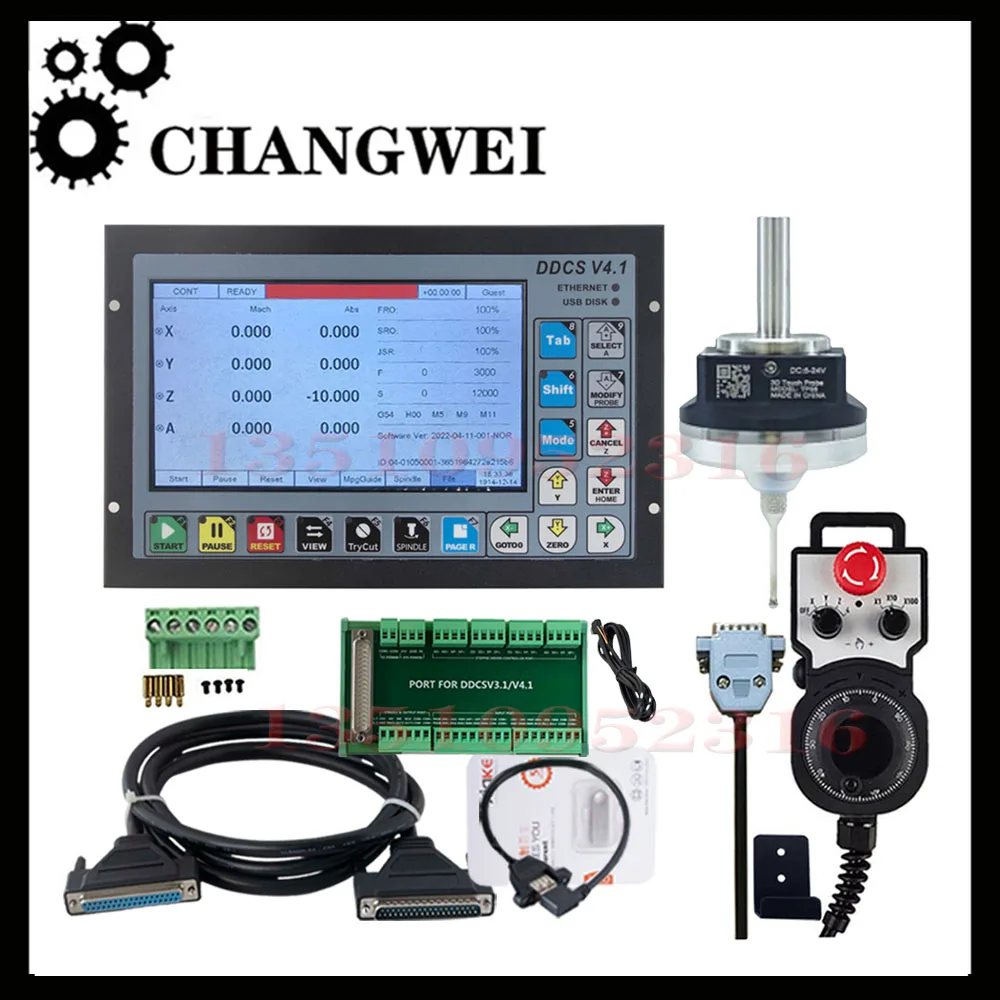 Ddcsv3.1 Upgrade Ddcs V4.1 3/4 Axis Cnc Offline Controller Kit + Emergency Stop Handwheel Mpg + 3d Side Head