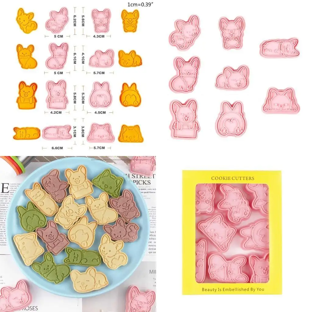 

E8BD Plastic Cookie Cutters Japanese Corgi Dog Biscuit Moulds Animal