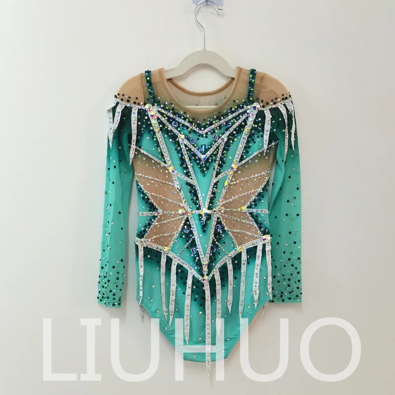 LIUHUO Rhythmic Gymnastics Leotard Long Sleeves Competitive Cheerleading Performance For Children BD9658