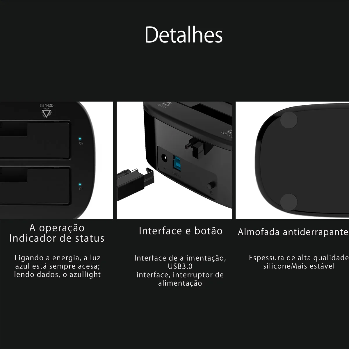 ORICO Dual-bay Hard Drive Docking Station for 2.5/3.5 Inch HDD SSD SATA to USB 3.0 HDD Docking Station with 12V3A Power Adapter