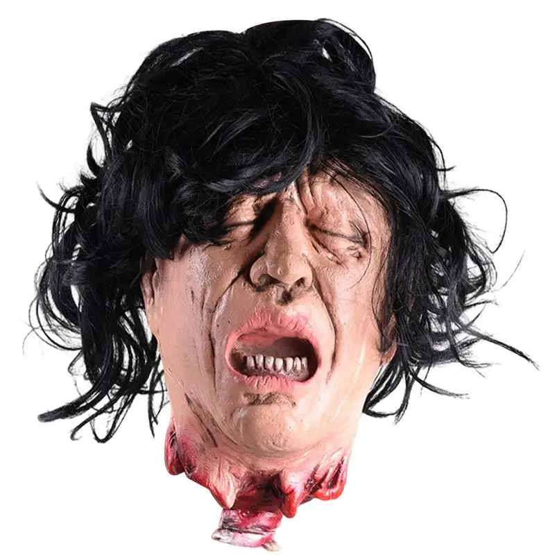 

Broken Head Haunted House Secret Room Escape Simulation Halloween Cut Off Head Props Scary Zombie Hanging Head Accessories