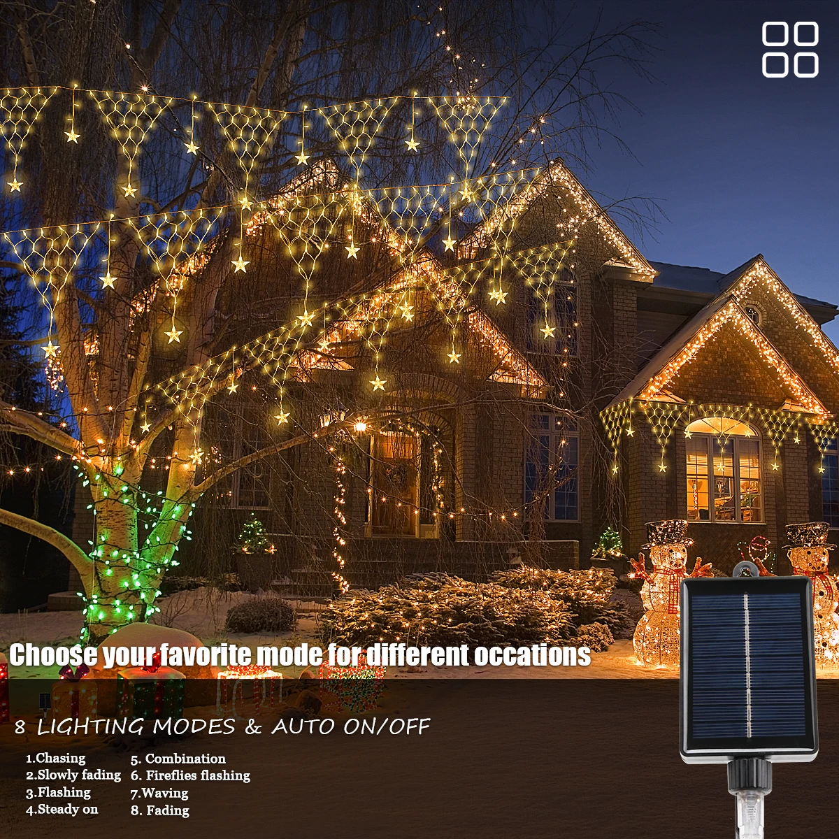 LED 4.3M Solar Lights With 2m Lead Outdoor Eaves Decor String Lights Christmas Party holiday Bedroom Decoration Atmosphere lamp