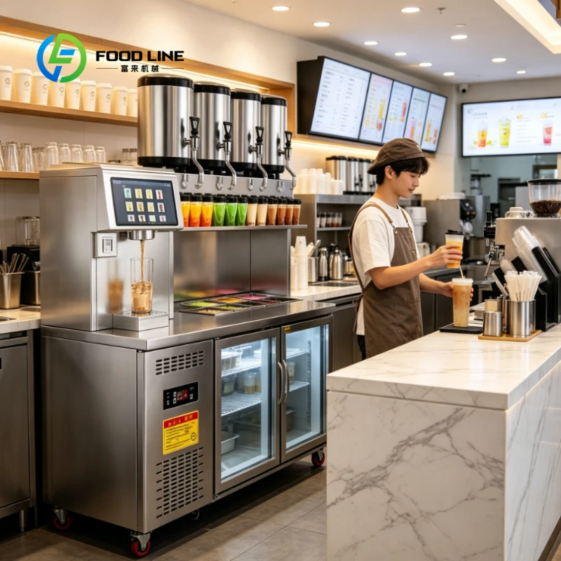 Customized Multi-barrel Integrated Smart Milk Tea Dispenser Machine, 3400W Stainless Steel Cool Warm Full Set Equipment