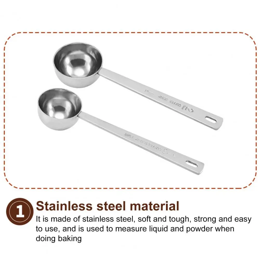 Kitchen Gadget Dual Unit Conversion Measuring Spoon Long Handle Stainless Steel Measuring Spoon Set for Coffee for Cooking