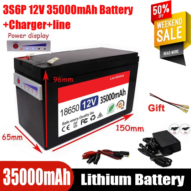 12v 350Ah portable rechargeable battery with USB power Display Port multi-purpose backup power supply