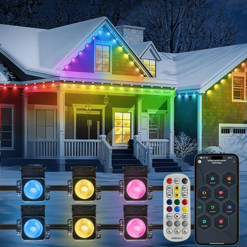 الذكية الدائمة في الهواء الطلق ضوء RGB الطنف أضواء IP67 مقاوم للماء App التحكم الموقت مزامنة الموسيقى للإضاءة الديكور الطرف في الهواء الطلق #1