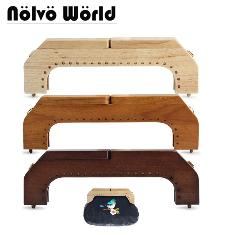 1/2/5pcs 25x8cm Wooden Bag Handle Thread Purse Punching Threading Frame Kiss Clasp Wood Clip DIY Handbag Closure Frames