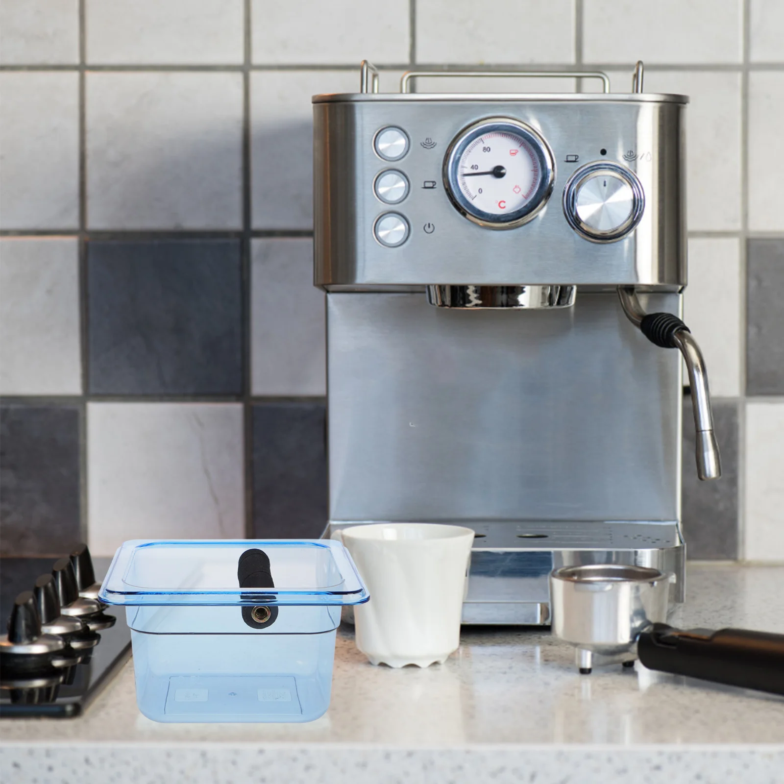 

Coffee Knock Box Large Stainless Steel Espresso Grounds Container Splashproof Antislip Modern Dump Bin For Home Commercial