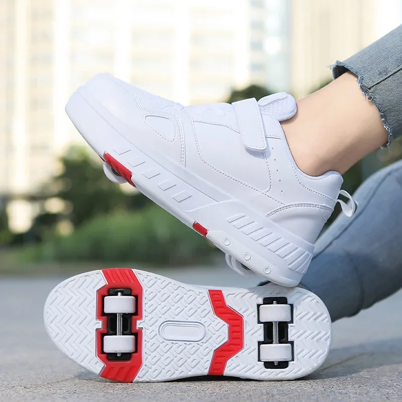 Sepatu roda anak 2 roda sepatu roda anak Sneakers deformasi olahraga luar ruangan Parkour Runaway anak laki-laki perempuan hadiah anak muda