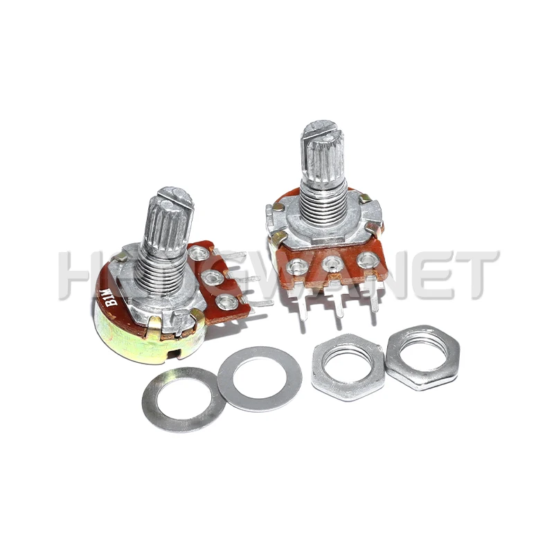 5PCS Linear Taper Potentiometer Kit WH148 B1K B2K B5K B10K B20K B50K B100K B250K B500K B1M 15mm Shaft 3Pin with Nuts and Washers