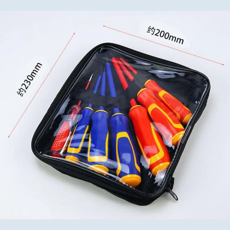 

Screwdriver Tool Set Test Pencil Electrician Screwdriver Electrical Fully Insulated High Pressure Multifunction Red 7 in 1