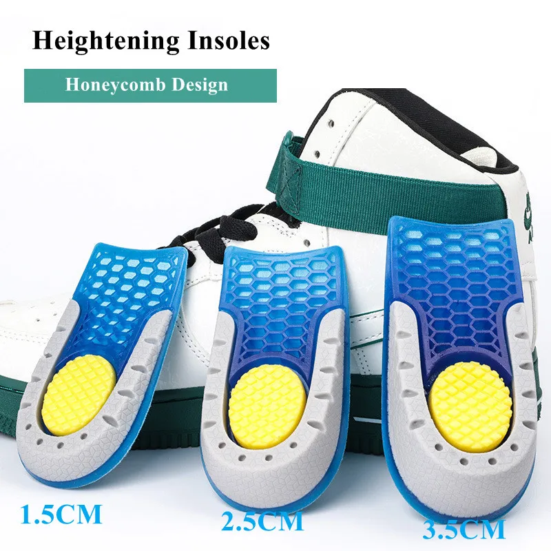 

Silicone Heightening Increase Insole Inner Height Templates Half Cushion Soft Elastic Arch Support Orthopedic Insoles Men Women