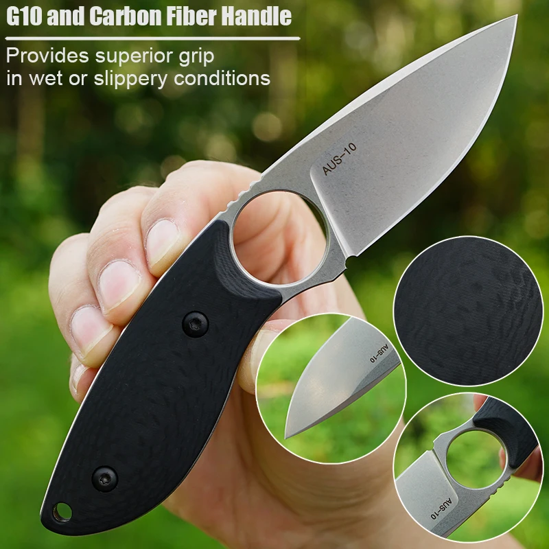 

Нож FORESAIL с лезвием из стали AUS-10, рукоять из G10 и карбонового волокна, острый, с фиксированным лезвием, для кемпинга, выживания, рыбалки, охоты, EDC-инструмент