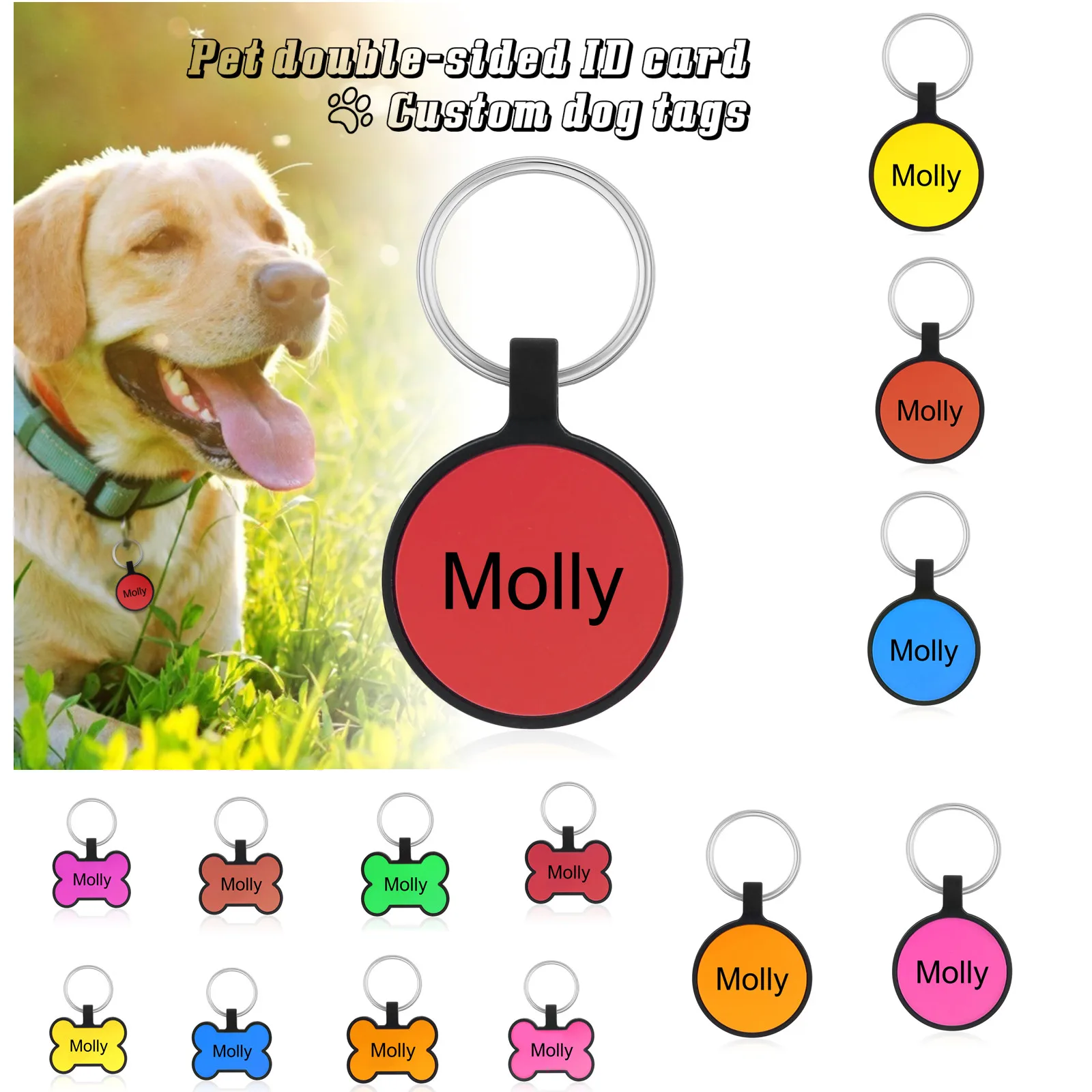 Personalized Pet Dog Tags Anti-lost ID Tag Identification Customized Pet Puppy Collar Dog Cat Bone Tags Pet Supplies Pendant