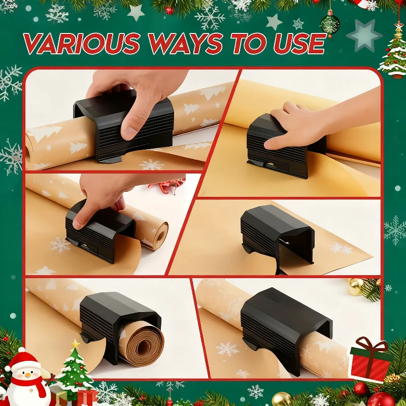 Christmas Gift Wrapping Paper Cutter, High-Precision Blade Manual Cutting Tool, Battery-Free