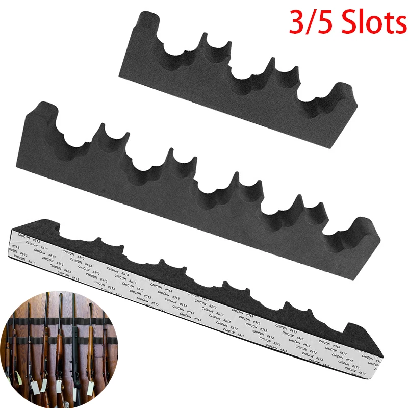 3/5 Slots Foam Gun Rack Wall-mount Rifle Organizer Holder Self-adhesive Shotguns Barrel Bracket Weapon Stand Hunting Accessories