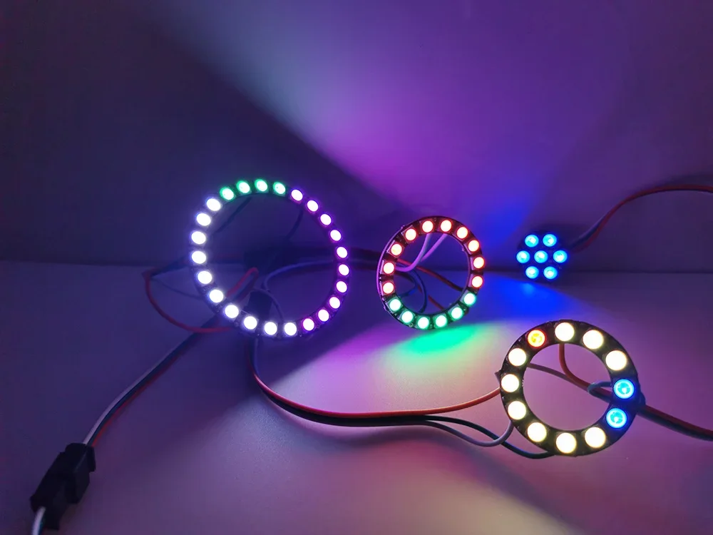 6PCS WS2812 5050 RGB LED Ring Light - 12Bit Addressable DIY Kit with Integrated Drivers for Arduino Raspberry Pi