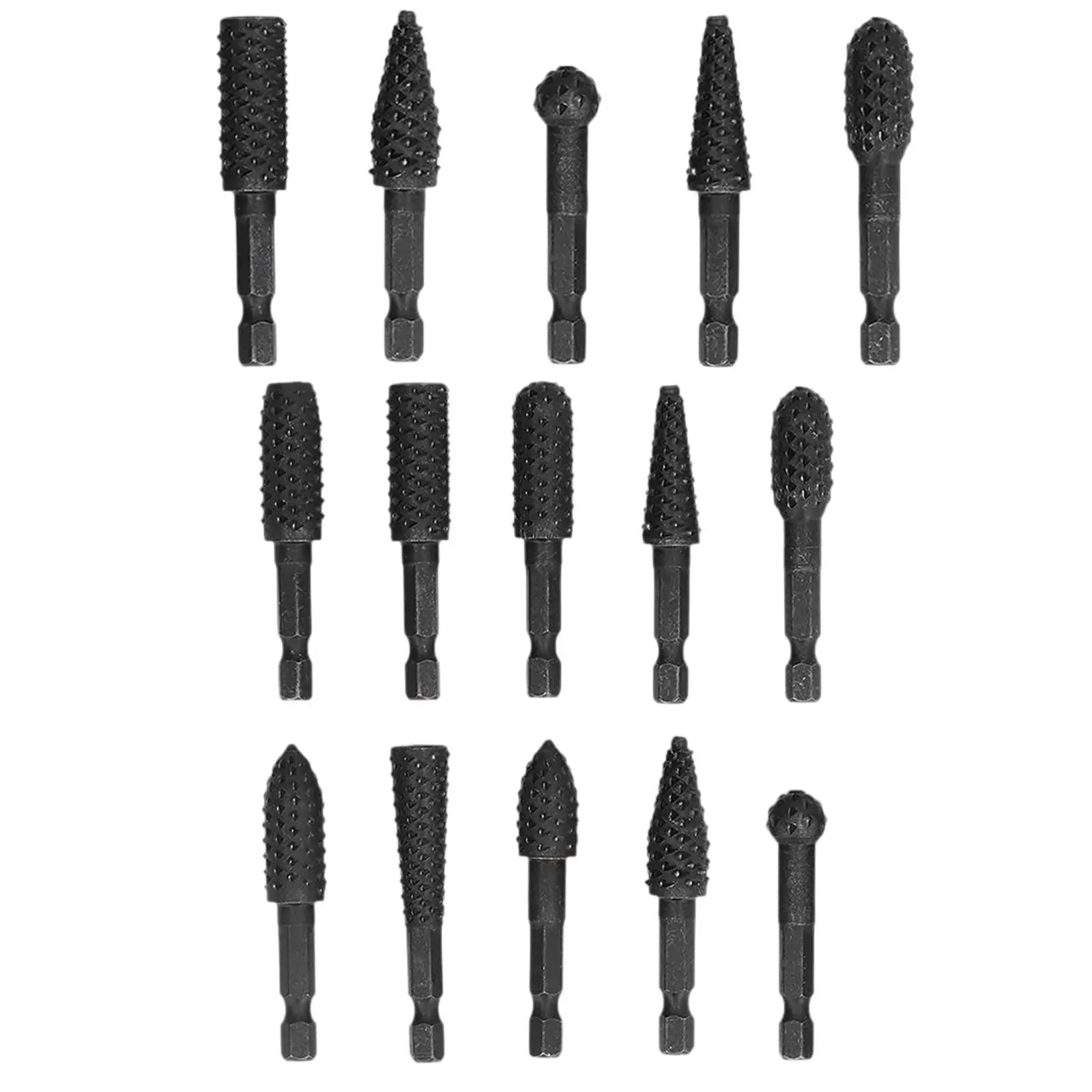 Set Burr Rotari, mata bor Rasp, alat Rotari mata baja karbon tinggi