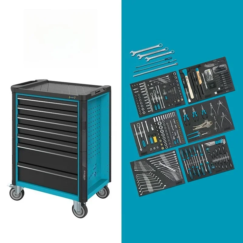 Tool Cart Set 7 Drawer Multifunctional Maintenance Cart, Car Room Tool Cabinet Mobile Auto Repair Cabinet