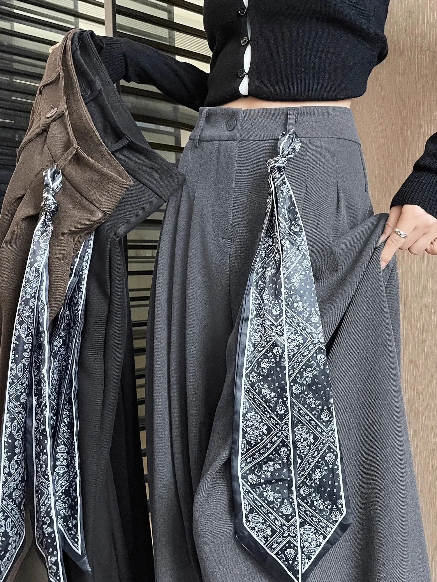 

Ele High Waist Wide Leg Pants Women's Casual Trousers Spring 2026 New Sle Slimming Loose Drapey Skirted Suit