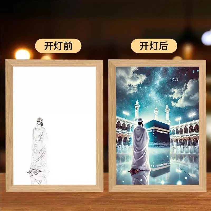 Table Light Painting JESUS Art Decoration Photo Frame Desk Ornaments Bedroom Wall Atmosphere LED Night Lamp Anime Christmas Gift